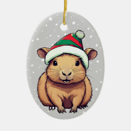 Adorno De Cerámica Navidades Capybara