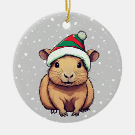 Adorno De Cerámica Navidades Capybara