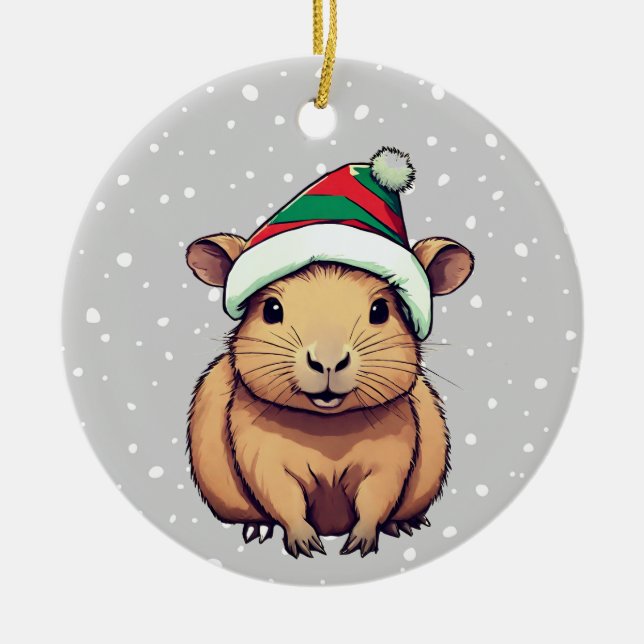 Adorno De Cerámica Navidades Capybara (Frente)