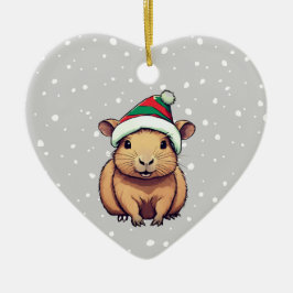Adorno De Cerámica Navidades Capybara