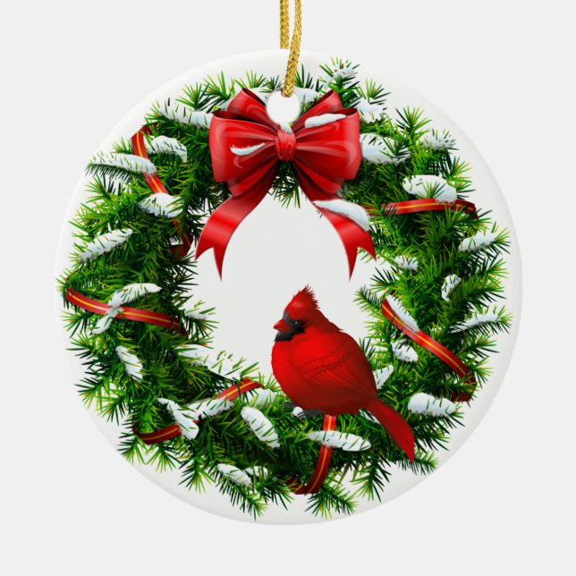 Adorno De Cerámica Navidades Cardenal Ornament (Frente)
