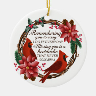 Adorno De Cerámica Navidades Cardenal Personalizado Pérdida conmemora