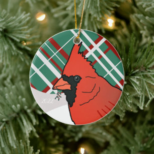 Adorno De Cerámica Navidades Cardinal