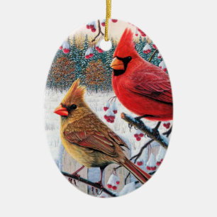 Adorno De Cerámica Navidades Cardinals