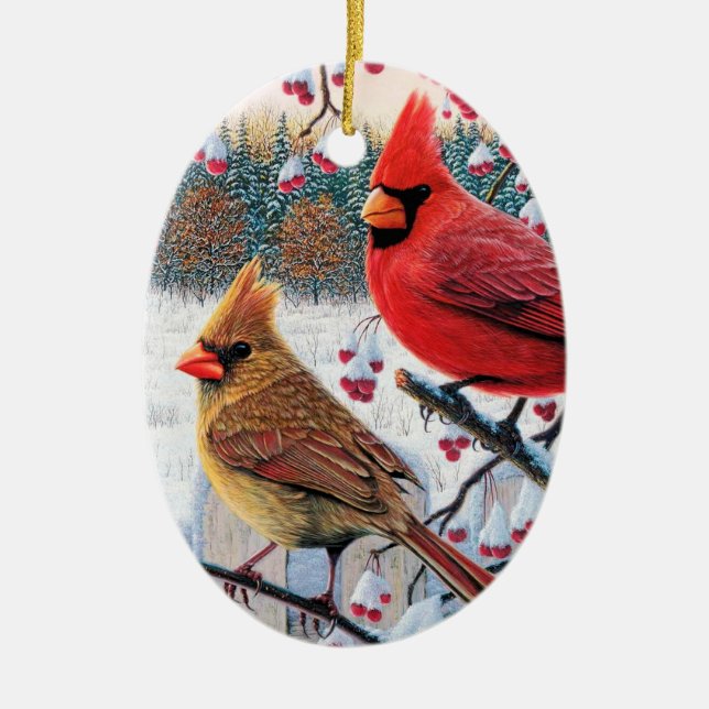 Adorno De Cerámica Navidades Cardinals (Frente)