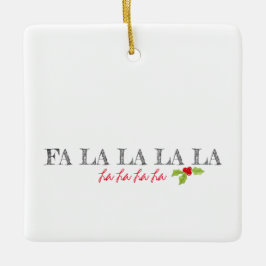 Adorno De Cerámica Navidades Carol Fa La La La Holly Texto festivo