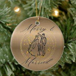 Adorno De Cerámica Navidades casados y merry
