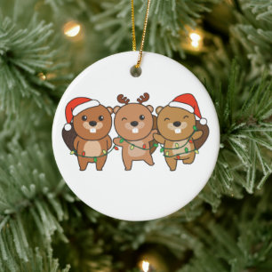 Adorno De Cerámica Navidades castores Navidades Animales Cute Cer