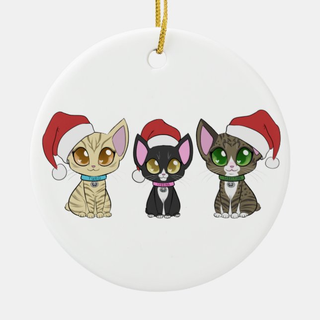 Adorno De Cerámica ¡navidades Cats Ornament! (Frente)