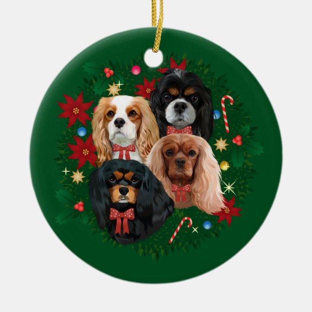 Adorno De Cerámica Navidades Cavalier King Spaniel Ornaments (Frente)