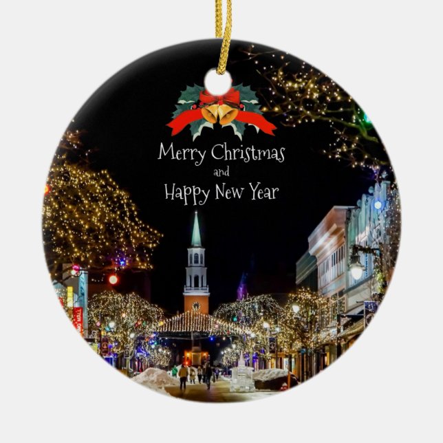 Adorno De Cerámica Navidades Celebración, brillo y brillo (Frente)