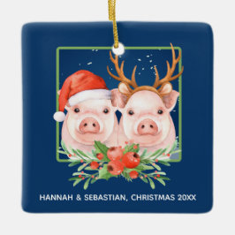 Adorno De Cerámica Navidades Cerdos Santa Pareja de Renos Personaliza
