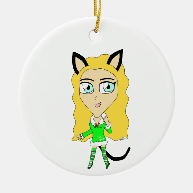 Adorno De Cerámica Navidades chibi (Frente)