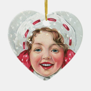 Adorno De Cerámica Navidades Chica con paquete - corazón