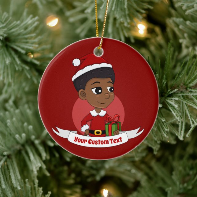 Adorno De Cerámica Navidades chica con un personalizado africano (Árbol)