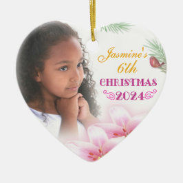 Adorno De Cerámica Navidades Chica regalo de corazón fotográfico pers
