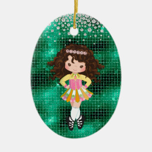 Adorno De Cerámica Navidades Chicas de Dance Brunette irlandeses pers