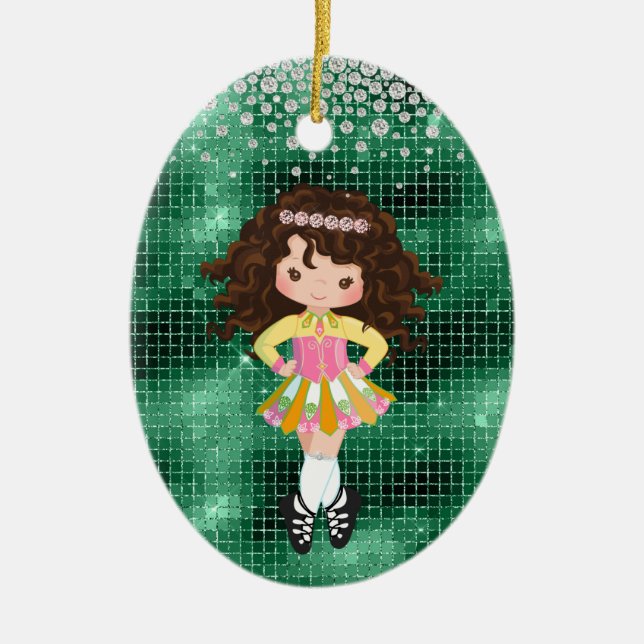 Adorno De Cerámica Navidades Chicas de Dance Brunette irlandeses pers (Frente)