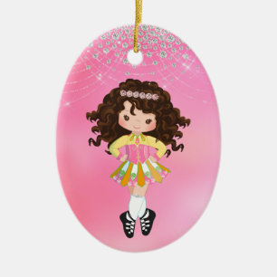 Adorno De Cerámica Navidades Chicas de Dance Brunette irlandeses pers