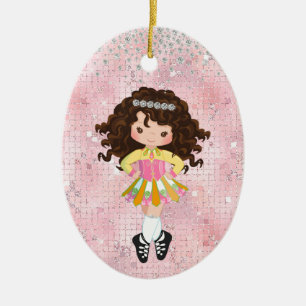 Adorno De Cerámica Navidades Chicas de Dance Brunette irlandeses pers