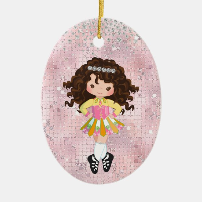 Adorno De Cerámica Navidades Chicas de Dance Brunette irlandeses pers (Frente)