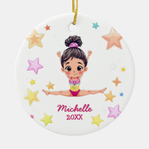 Adorno De Cerámica Navidades Chicas de gimnastas personalizadas
