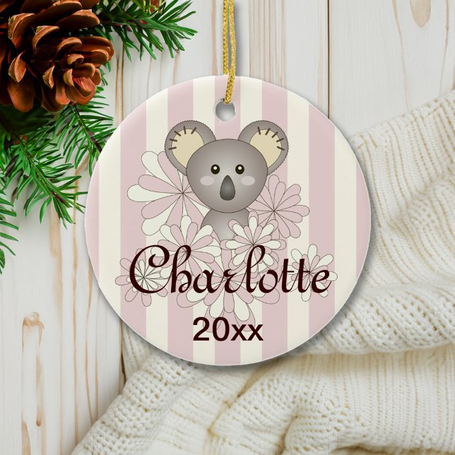 Adorno De Cerámica Navidades Chicas de Koala, banda rosa pastel (Subido por el creador)