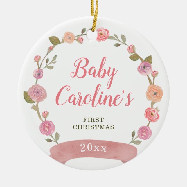 Adorno De Cerámica Navidades Chicas personalizados de la guirnalda ro (Frente)