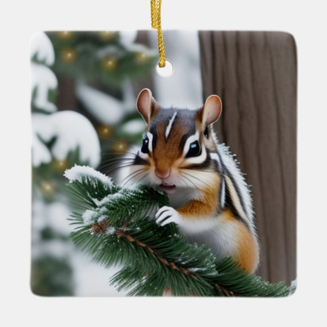 Adorno De Cerámica Navidades Chipmunk (Anverso)