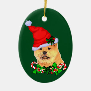 Adorno De Cerámica Navidades Chow Chow