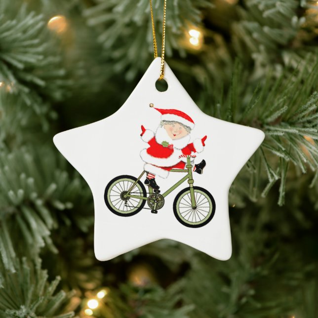 Adorno De Cerámica Navidades ciclistas en bicicleta (Árbol)