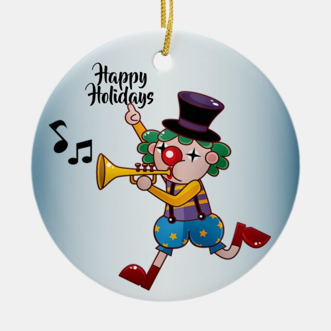 Adorno De Cerámica Navidades Circus Clown Music (Frente)
