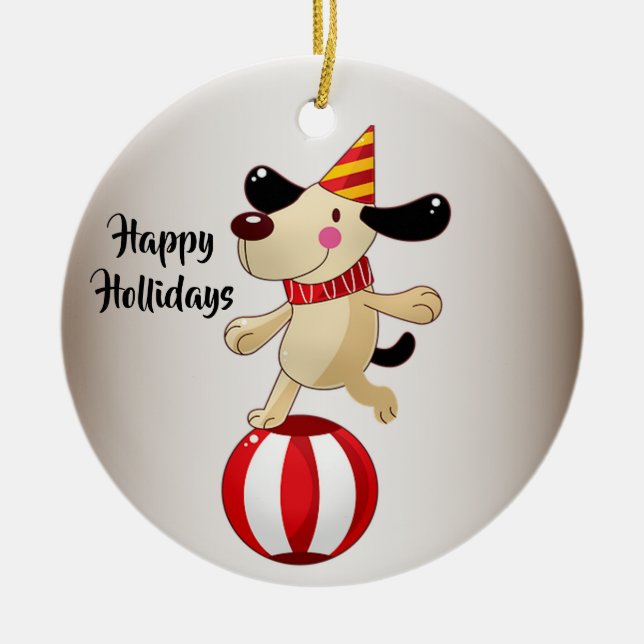 Adorno De Cerámica Navidades Circus Dog Elegantes Vacaciones (Frente)