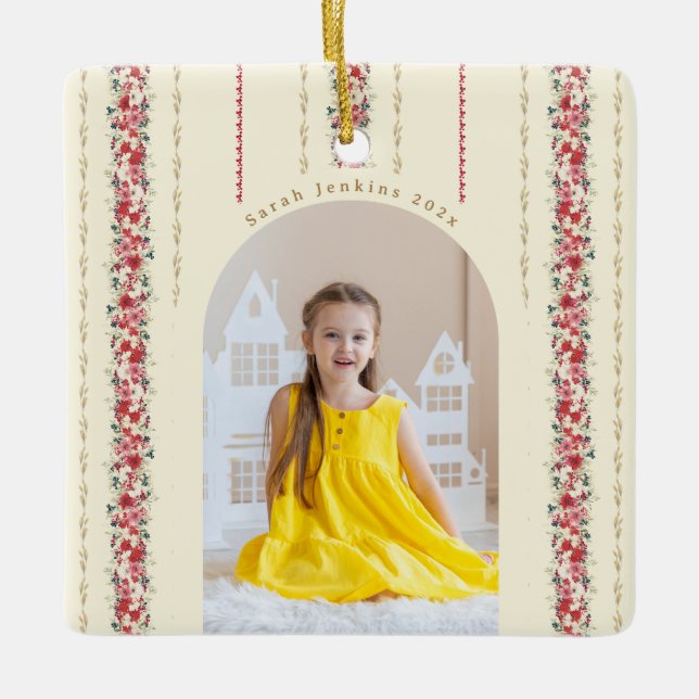 Adorno De Cerámica Navidades clásicos foto botánica anual Keepsake (Anverso)