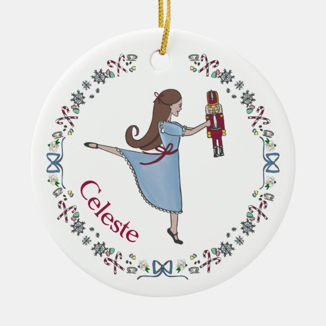 Adorno De Cerámica Navidades clásicos personalizados de ballet de pep (Frente)