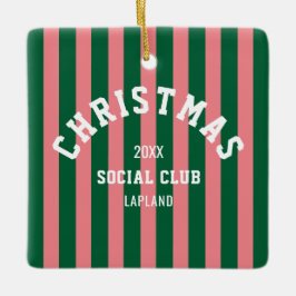 Adorno De Cerámica Navidades Club Social Green Pink Candy Stripes