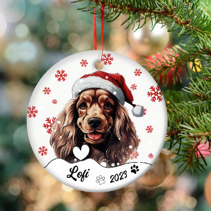 Adorno De Cerámica Navidades Cocker Spaniel Dog Personalizado
