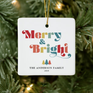 Adorno De Cerámica Navidades coloridos de Merry & Bright Retro