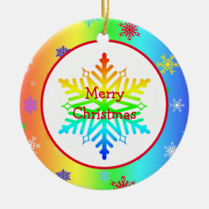 Adorno De Cerámica Navidades con copas de nieve arcoiris LGBTQ