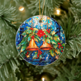 Adorno De Cerámica Navidades con estilo de vidrio templado y poinsett