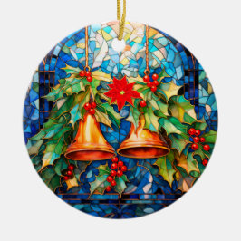 Adorno De Cerámica Navidades con estilo de vidrio templado y poinsett