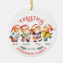 Adorno De Cerámica Navidades con familia de cuatro nombres