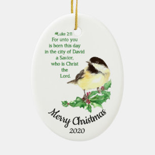 Adorno De Cerámica Navidades con fecha de personalizado Verse Luke 2: