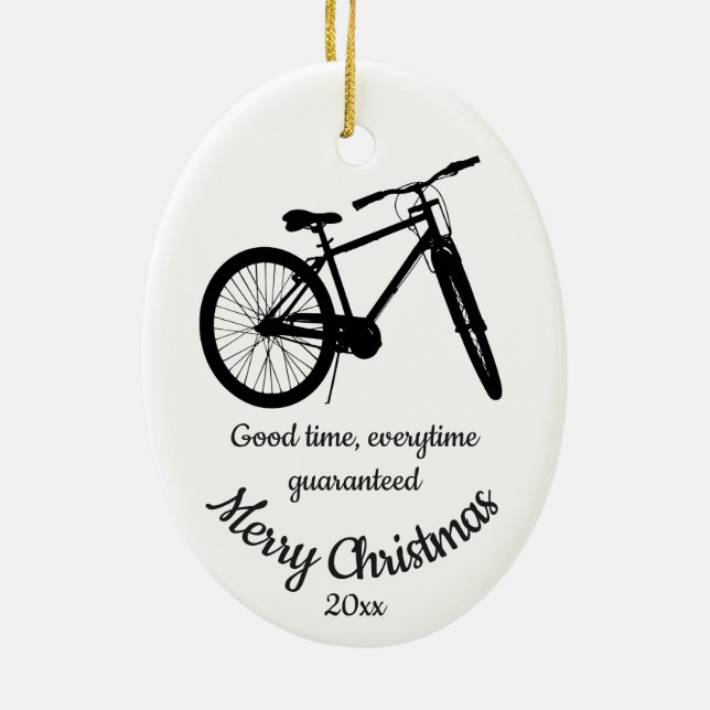 Adorno De Cerámica Navidades con fecha personalizado Cita de ciclismo (Atrás)