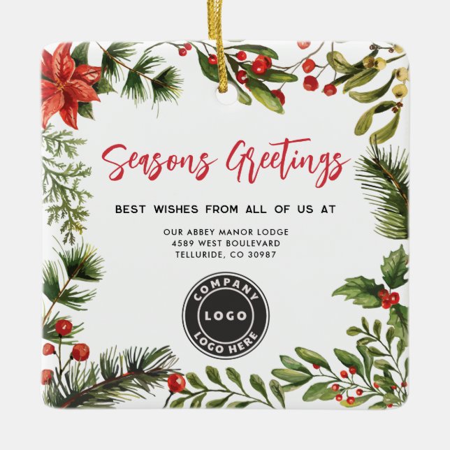 Adorno De Cerámica Navidades con logotipo empresarial Vacaciones botá (Anverso)