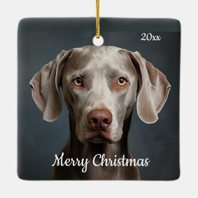Adorno De Cerámica Navidades con personalizado Weimaraner Mascota de  (Reverso)