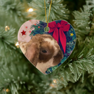 Adorno De Cerámica Navidades conejitos deseosos