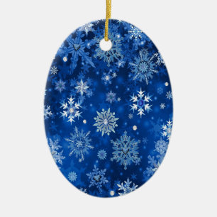 Adorno De Cerámica Navidades Copos de nieve azules y plateados