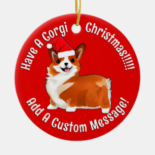 Adorno De Cerámica Navidades Corgi Dog Con Santa Hat