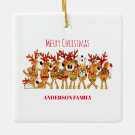 Adorno De Cerámica Navidades cortos renos que cantan cerámica